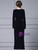 Black Long Sleeve V-neck Velvet Mother Of The Bride Dress