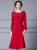 Simple Red Long Sleeve Beading Mother Of The Bride Dress