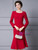 Simple Red Long Sleeve Beading Mother Of The Bride Dress