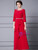A-Line Red Short Sleeve Beading Mother Of The Bride Dress