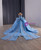 Blue Tulle Straps Appliques Prom Dress