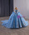Blue Tulle Straps Appliques Prom Dress