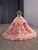 Pink Ball Gown Tulle 3D Flower Sequins Prom Dress
