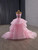 Pink Tulle Strapless Beading Pleats Prom Dress