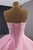 Pink Tulle Strapless Beading Pleats Prom Dress