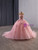 Pink Ball Gown Tulle Sequins Strapless Prom Dress