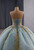 Light Blue Tulle Strapless Appliques Prom Dress