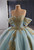 Light Blue Tulle Strapless Appliques Prom Dress