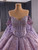Purple Ball Gown Tulle Off the Shoulder Appliques Prom Dress