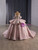 Pink Ball Gown Sequins Off the Shoulder Appliques Prom Dress