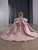 Pink Ball Gown Sequins Off the Shoulder Appliques Prom Dress