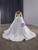 White Long Sleeve Square Neck Beading Wedding Dress