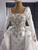White Long Sleeve Square Neck Beading Wedding Dress