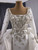 White Long Sleeve Square Neck Beading Wedding Dress