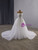 White Tulle Lace Strapless Beading Wedding Dress