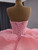 Pink Ball Gown Strapless Sequins Prom Dress