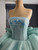 Light Blue Sequins Strapless Appliques Prom Dress