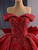 Red Ball Gown Off the Shoulder Sequins Prom Dress