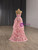 Pink Tulle Sequins Strapless Tiers Prom Dress