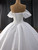 White Satin Strapless Pearls Wedding Dress