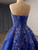 Blue Sequins Satin Strapless Beading Prom Dress