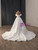 White Satin Strapless 3D Flower Wedding Dress
