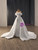 White Satin Strapless 3D Flower Wedding Dress
