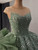 Green Scoop Neck Sequins Cap Sleeve Prom Dress