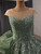 Green Scoop Neck Sequins Cap Sleeve Prom Dress
