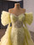 Yellow Off the Shoulder Long Sleeve Sequins Prom Dress