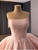 Pink Tulle Satin Strapless Sequins Beading Prom Dress