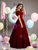 Burgundy Velvet Off the Shoulder Flower Quinceanera Dress