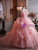Ball Gown Pink Tulle Strapless 3D Flower Quinceanera Dress