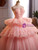 Pink Tulle Strapless 3D Flower Tiers Quinceanera Dress