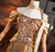 Gold Off the Shoulder Sequins Pleats Prom Dress