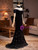 Black Velvet Mermaid Beading Prom Dress