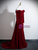 Burgundy Velvet Long Sleeve Off the Shoulder Prom Dress