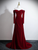 Burgundy Velvet Long Sleeve Off the Shoulder Prom Dress
