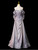 Silver Gray Strapless Beading Prom Dress