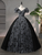 Black Ink Painting V-neck Quinceanera Dress