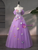 Purple Tulle Off the Shoulder 3D Flower Quinceanera Dress