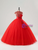 Red Tulle Cap Sleeve High Neck Quinceanera Dress