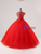 Red Tulle Cap Sleeve High Neck Quinceanera Dress