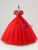 Red Tulle V-neck Short Sleeve Quinceanera Dress