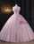 Purple Sequins Strapless Flower Quinceanera Dress