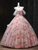 Strapless Print Tulle Quinceanera Dress