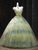 Green Tulle Straps Flower Quinceanera Dress