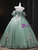 Green Tulle Strapless Appliques Quinceanera Dress