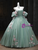Green Tulle Strapless Appliques Quinceanera Dress