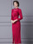 Burgundy Pleats Beading Mother Of The Bride Dress